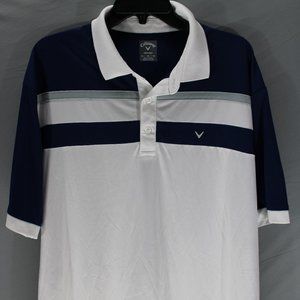 Callaway Opti-Dri Golf Polo Blue White Size XL Polyester Block